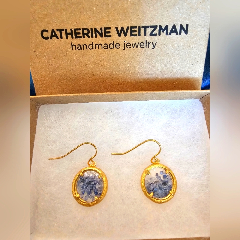 Catherine Weitzman Mini Shaker Sapphire Earrings NEW WITH TAGS
